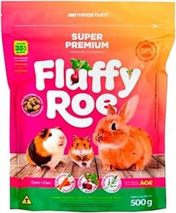 Ração para Coelho, Hamster, Porquinho Da Índia - Fluffy Roe EXTRUSADO PREMIUM - 500 g