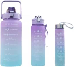 Kit 3 Garrafa De Água Squeeze Galão 2l Litros Motivacional Academia Colorida Antivazamento 3D Tie Dye Frases Português (cores variadas)