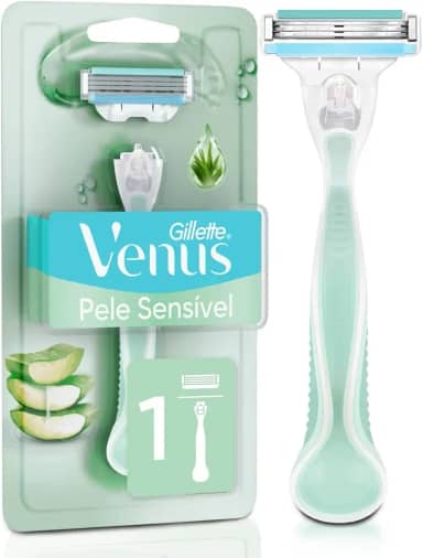 Gillette Venus Pele Sensível Aparelho de Depilar Recarregável com Aloe Vera, 1 Unidade