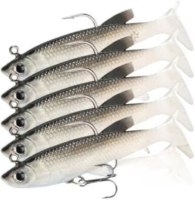 Kit 5 Iscas Artificiais Soft Bait – Tucunaré, Traíra e Corvina com Anzol Embutido