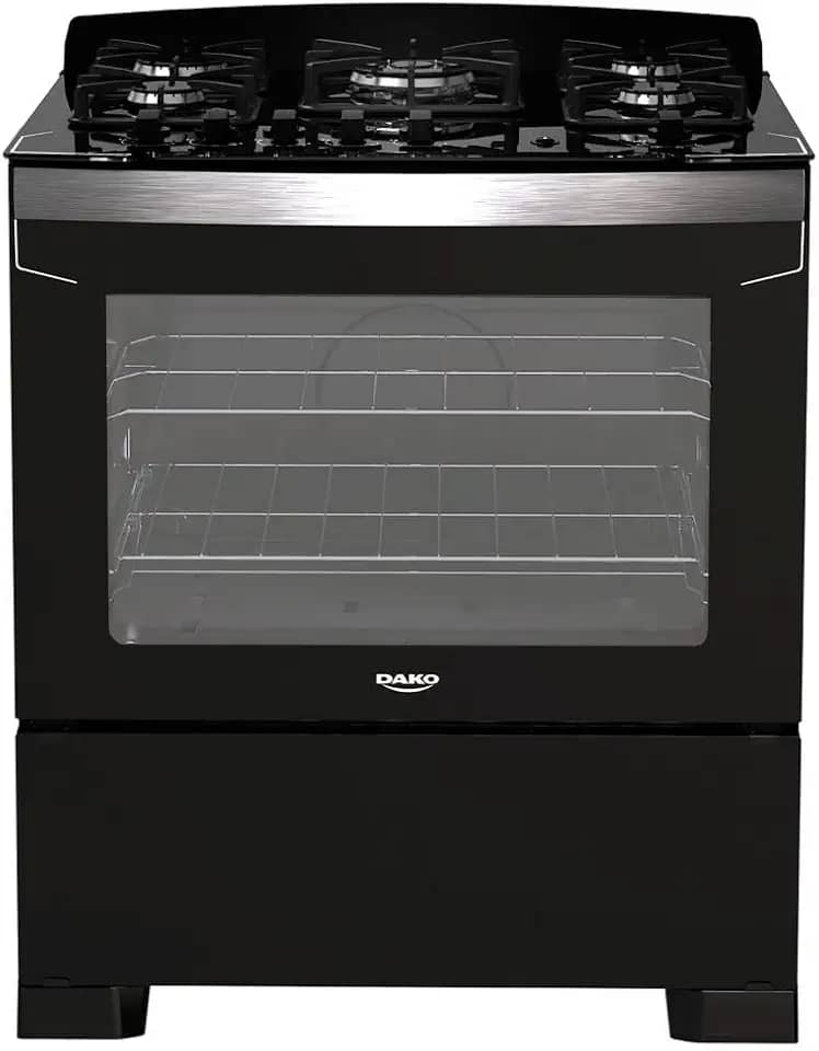 Fogão 5 Bocas Preto com Tripla Chama Dako Diplomata Mesa de Vidro