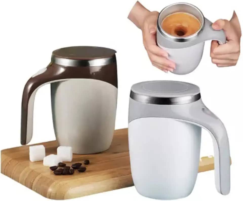 Caneca Copo Mixer Térmico Recarregável USB Inox Misturador Automático 380ml Com Tampa Xícara Elétrico Mistura Automática Shake Café (Branco, USB)