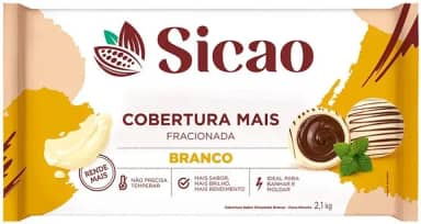 Chocolate Branco Cobertura Mais em Barra 2,1Kg Sicao