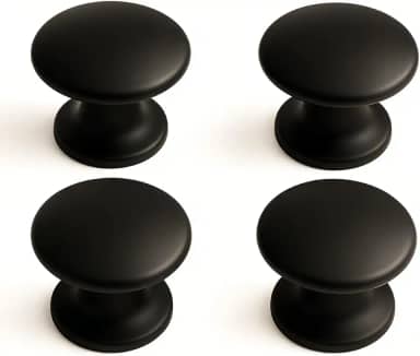 Kit 4 Puxadores Ponto Redondo Para Móveis Gaveta Armário (Preto Fosco)