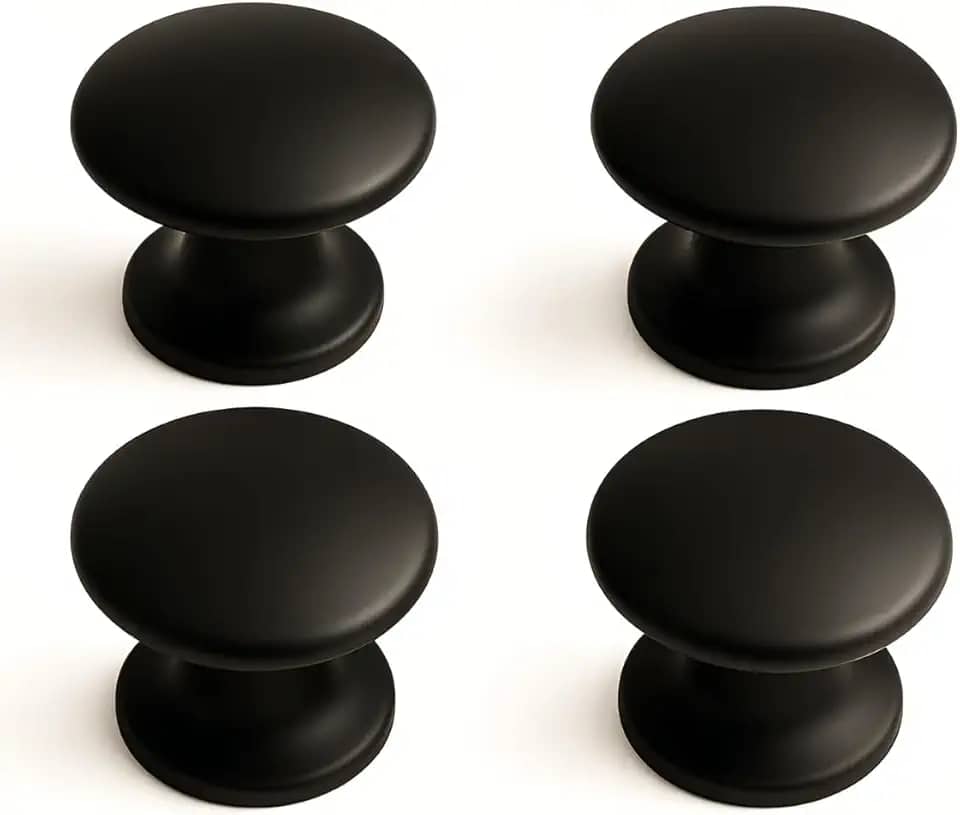 Kit 4 Puxadores Ponto Redondo Para Móveis Gaveta Armário (Preto Fosco)