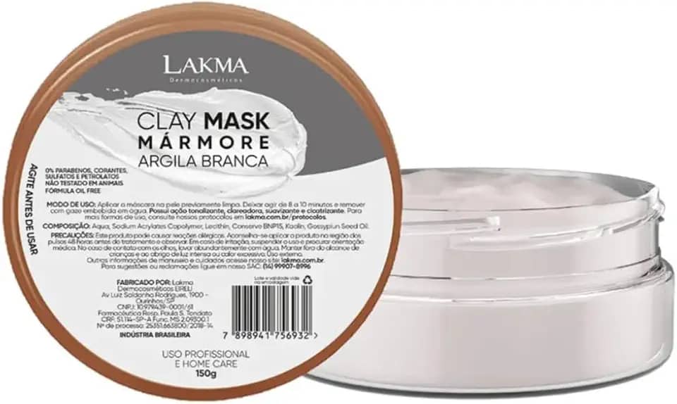 Mascara Argila Branca Clareadora-150g- Lakma