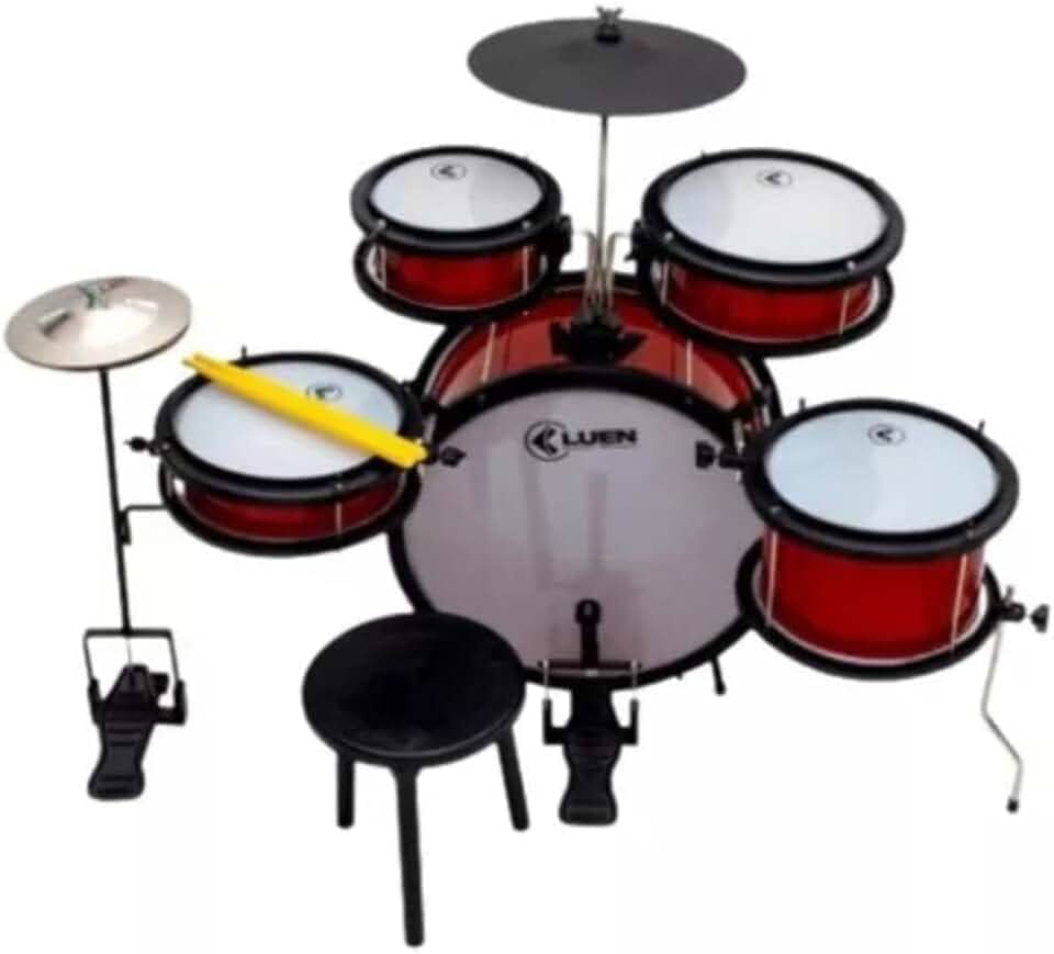 Bateria Infantil Star Kids 05 Pecas Alumisteel E P.S. Pint Eletro Vermelha Aro Nylon Pele Leitosa - - Luen