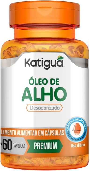 Katiguá, Óleo de Alho, Desodorizado, Sem sabor, 60 Cápsulas Soft Gel • 30 doses, Laranja