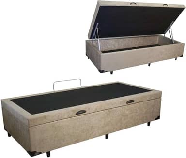 Cama Box Baú Solteiro Suede Bege