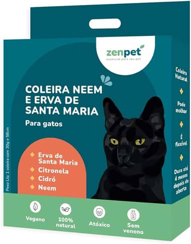 Coleira Neem e Erva de Santa Maria para Gatos Zenpet