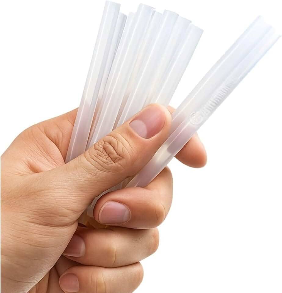 Bastão de Cola Quente Transparente 7mm x 18cm – Kit 10 Unidades Alta Aderência e Durabilidade para Artesanato, Reparo, Madeira, Papel e Plástico – Compatível com Pistola de Cola Quente 7mm Universal