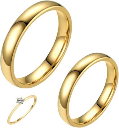 Par de Alianças Casamento 4mm Tradicionais Banhado a Ouro 18k Noivado Casal Aliança Ouro