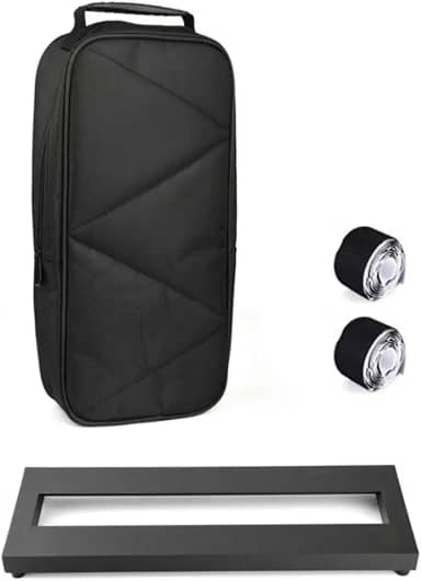 Pedaleira para guitarra e baixo pedal pequeno mini pedaleira com bolsa de transporte, 2 peças de fita para pedais 38 x 12,7 cm