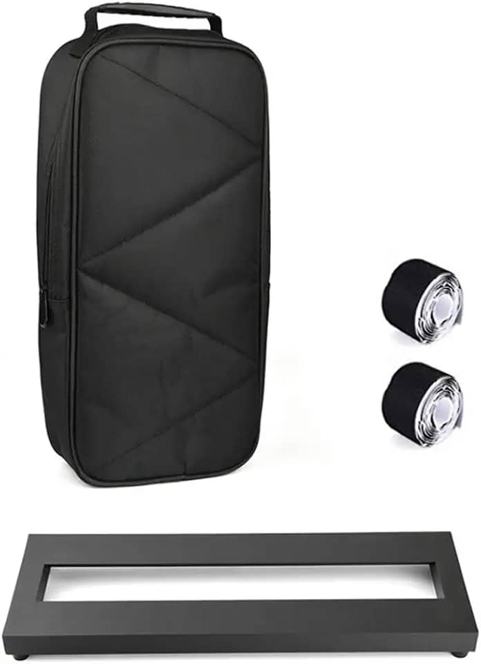Pedaleira para guitarra e baixo pedal pequeno mini pedaleira com bolsa de transporte, 2 peças de fita para pedais 38 x 12,7 cm