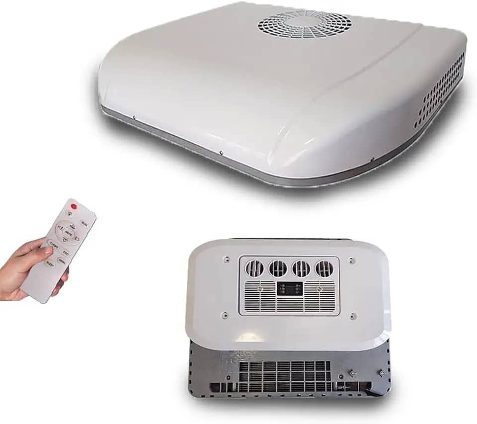 Aspligo Ar condicionado 10000BTU 12 V, fácil instalação, sem canalização, ar-condicionado elétrico de 12 volts para motorhomes, trailers, vans, trailers, barcos, ônibus, resfriamento rápido