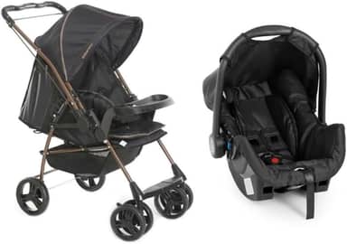 Travel System Galzerano Carrinho De Bebê Milano Reversível III 1019 até 15Kg Preto Cobre