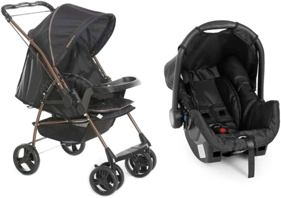 Travel System Galzerano Carrinho De Bebê Milano Reversível III 1019 até 15Kg Preto Cobre