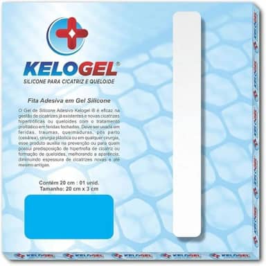 Fita em Gel de Silicone para Cicatriz Kelogel 20cm x 3cm | Tratamento para Cicatriz, Queloide e Cicatriz Hipertrófica | Silicone Grau Médico | Pós-Cirúrgica, Queimaduras e Cesárea