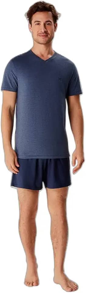 Pijama Masculino Curto Em Malha Azul Marinho M