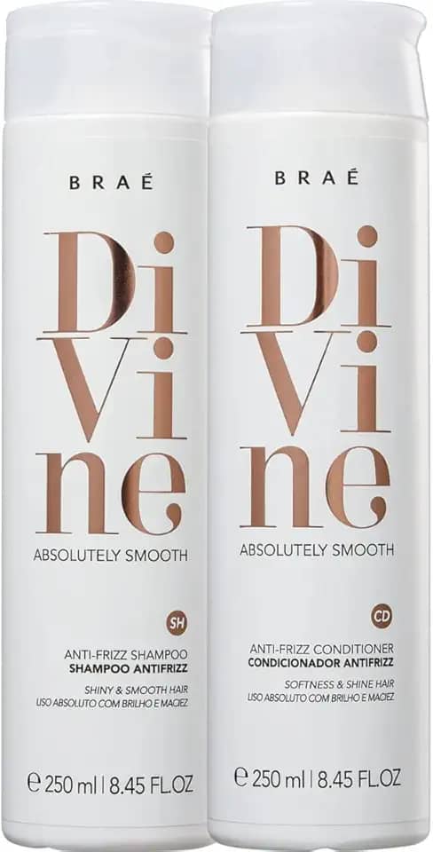 Kit Shampoo e Condicionador Braé Divine 250ml - Profissional Anti-Frizz, Maciez e Brilho Intenso - Kit Hidratação Cabelo de Salão