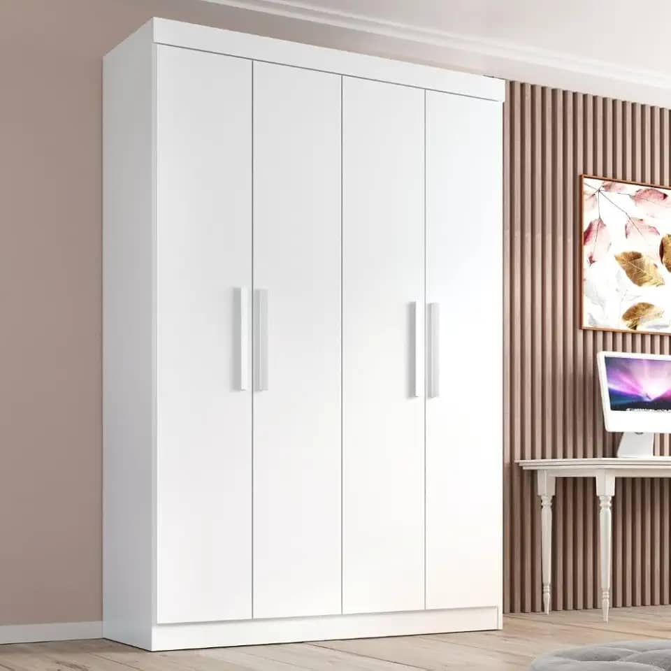 Guarda Roupa Solteiro Lisboa 4 Portas 2 Gav Branco