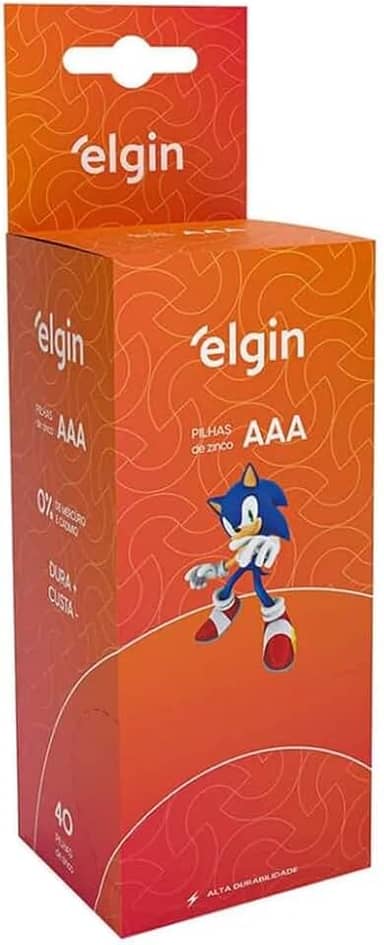 Caixa de Pilha AAA com 40 unidades Elgin Palito - Tubo, Zinco