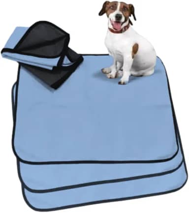 Kit 3 tapetes higiênicos laváveis premium - Alta absorção (Azul, 70x50)