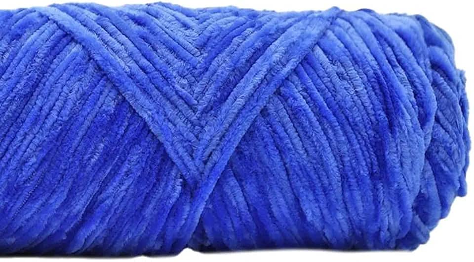 DIY Pleuche fio de chenille dourado brilhante veludo tricô material de costura tecido para cachecol/suéter/boneca 100 g 180 m (azul royal)