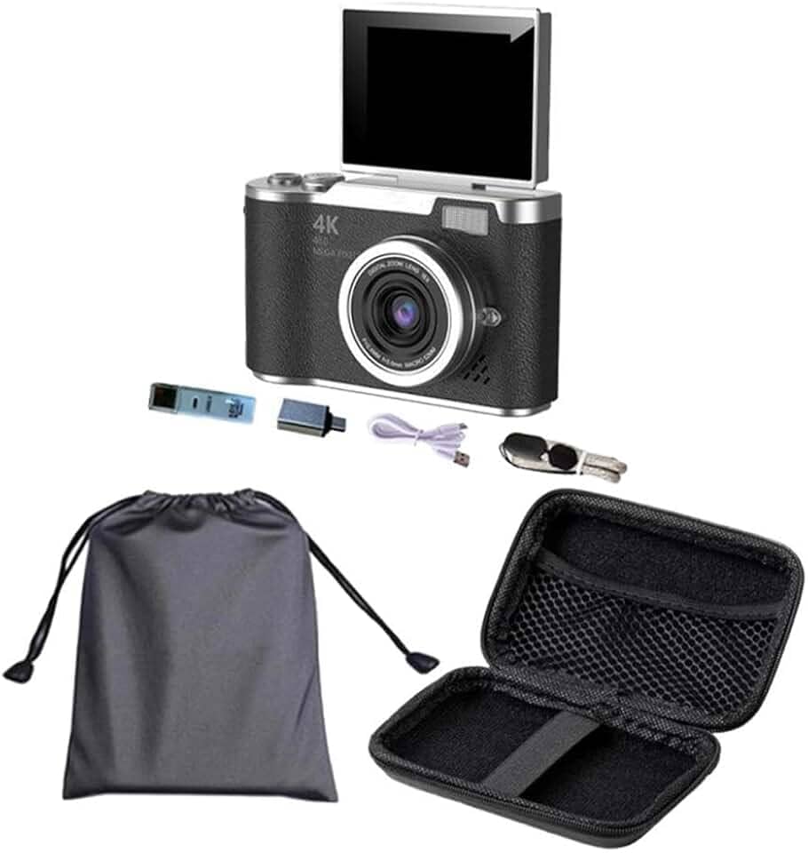 Câmera Digital de 48MP com Digital de 8x para Estudantes E Iniciantes. Preta.