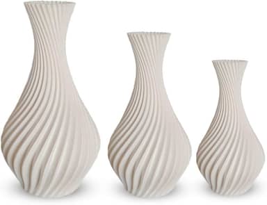 Kit 3 Vasos espirais para Plantas Artificais - Jarro vaso Espiral - Decoração Sala (Branco)
