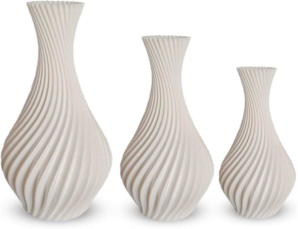 Kit 3 Vasos espirais para Plantas Artificais - Jarro vaso Espiral - Decoração Sala (Branco)