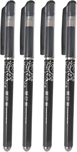 Kit 4 Caneta Apagável Mágica Ponta Fina 0.5mm Preto Fantasminha Canetas Que Apaga (Preto)