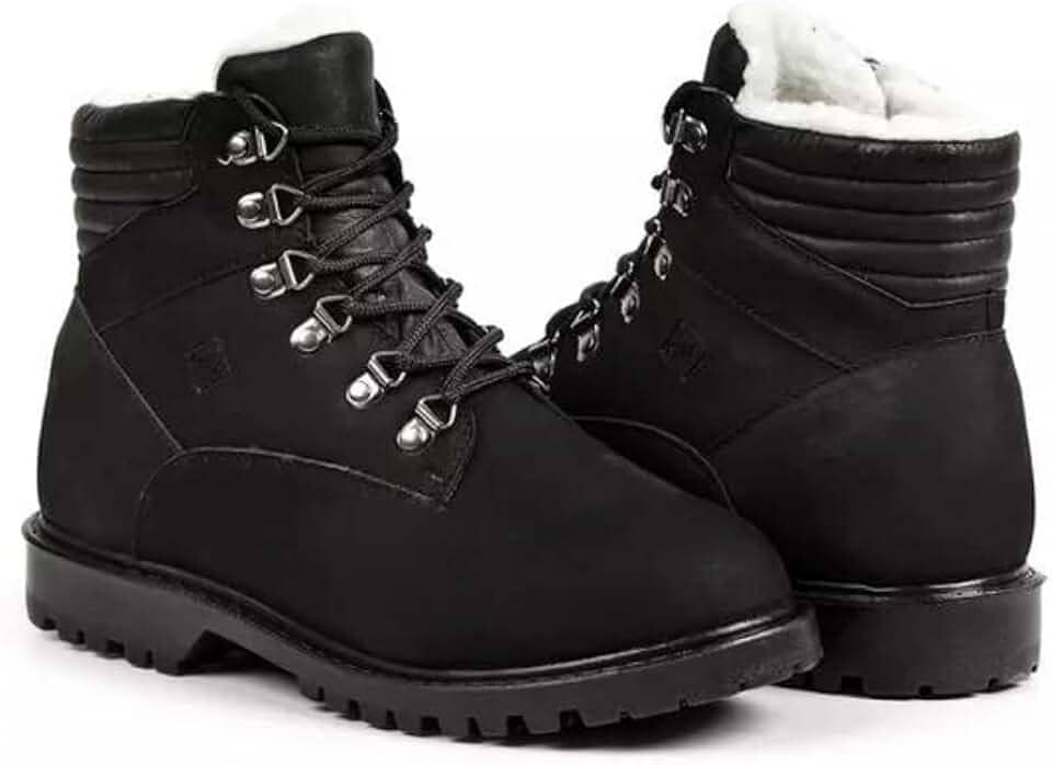 Bota Masculina de Inverno em Couro Forrada com Lã Imperméavel - Bremen