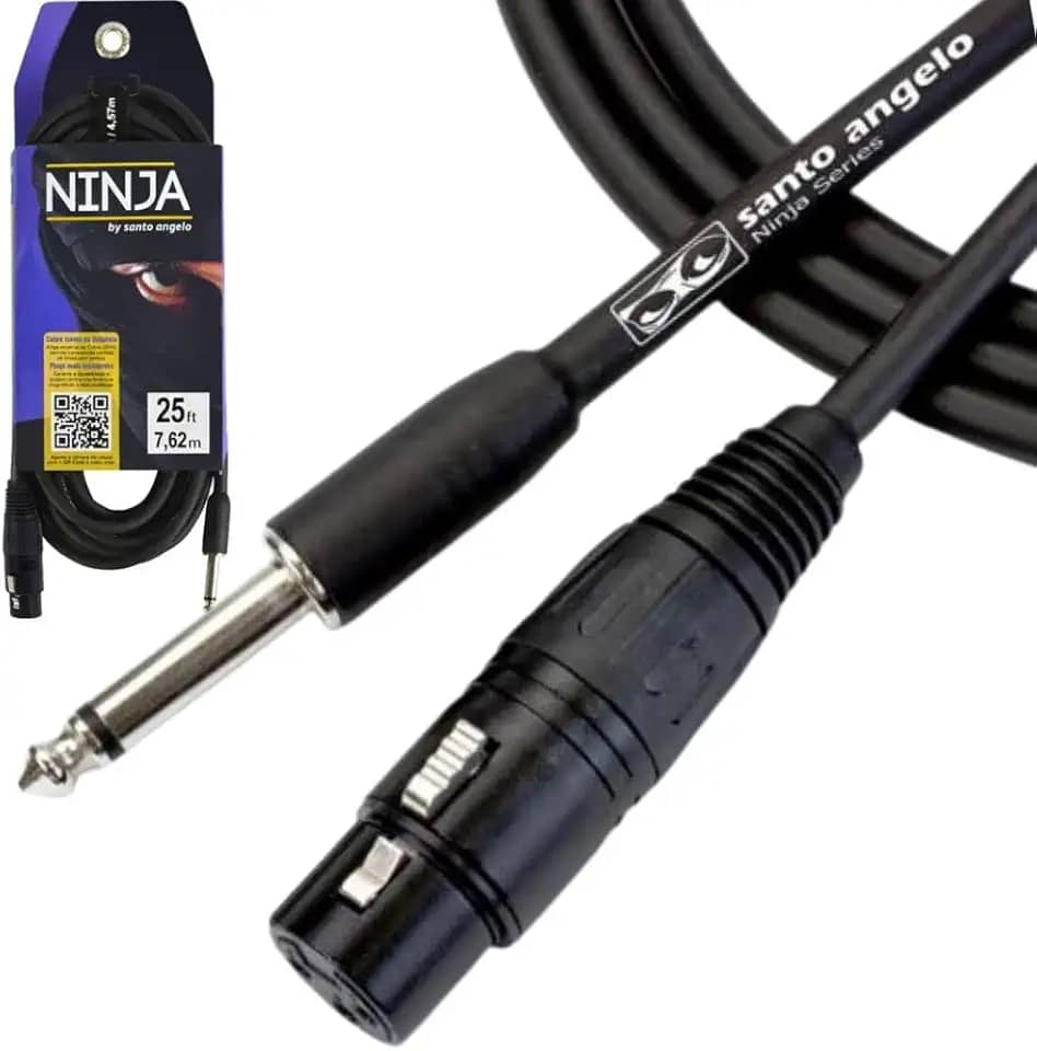 CABO DE MICROFONE NINJA HG 0,20 MM CONECTOR P10/XLR FEMEA 25FT 7,62 METROS PRETO - SANTO ANGELO
