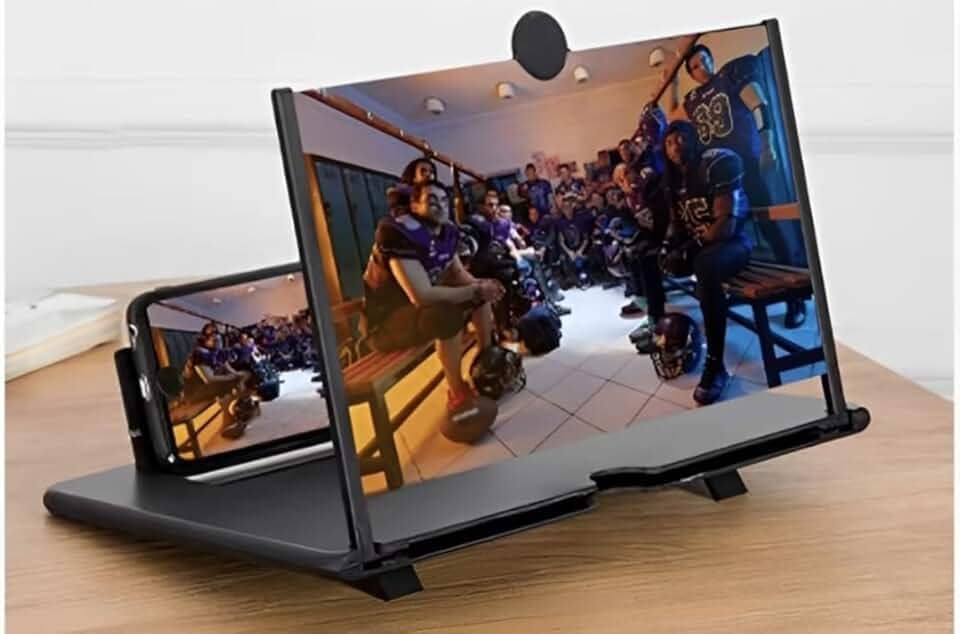 Lupa de tela de 12 polegadas para celular – Projetor ampliador de tela HD 3D para filmes, vídeos e jogos – Suporte de telefone dobrável com amplificador de tela – (12 polegadas)
