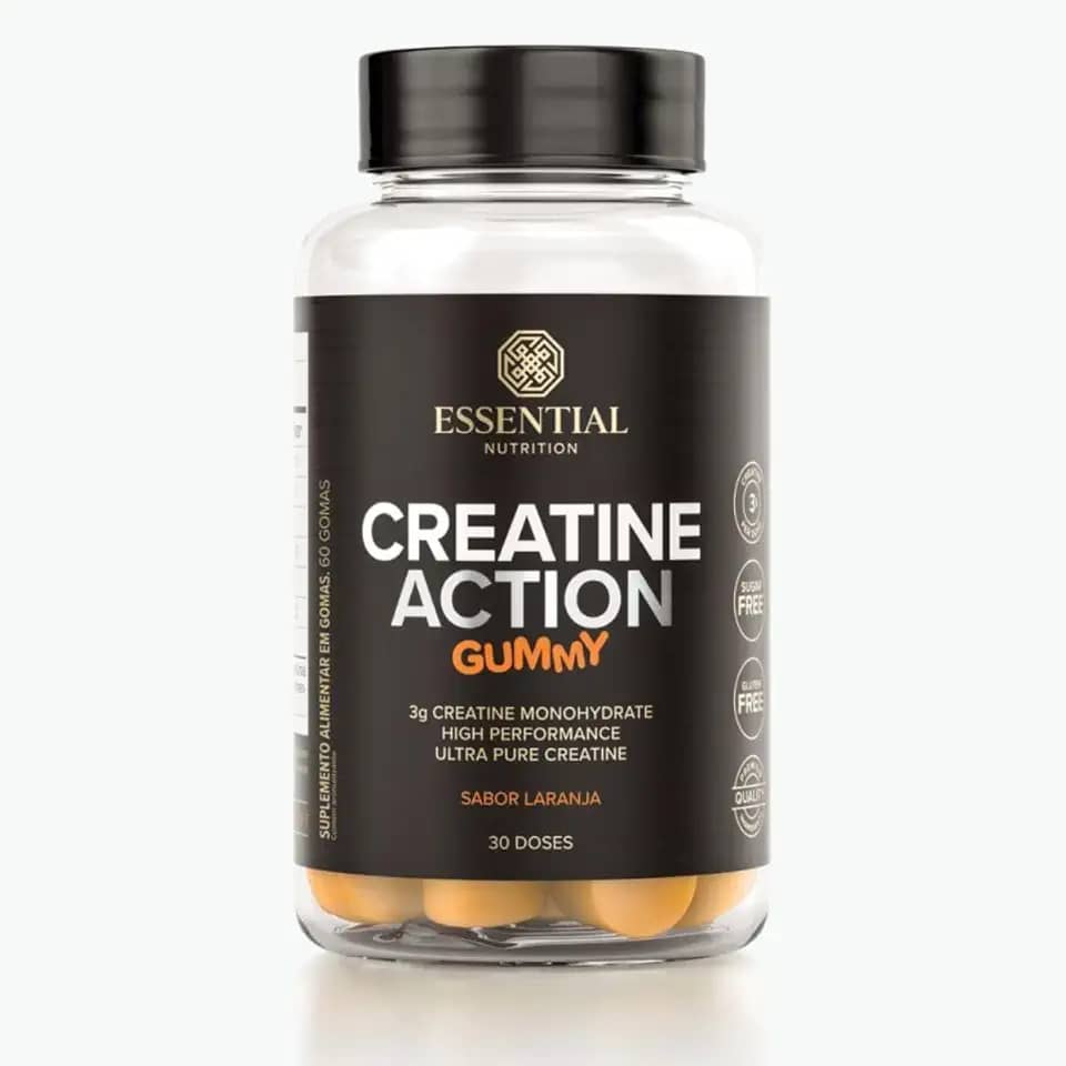 Creatine Action Gummy Laranja Essential Nutrition 60 Gomas