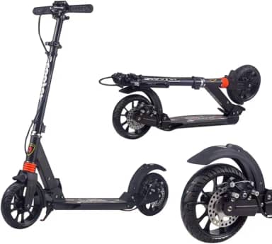 Ultra Wide Big Wheels Adulto Kick Scooter Dobrável & Ajustável Em Altura Capacidade De 330lbs Scooter Para Adolescentes Freio De Mão A Disco