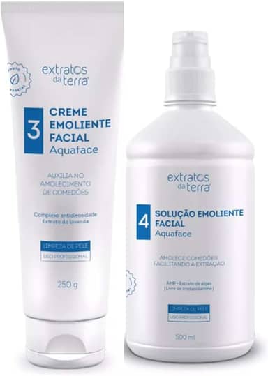 Kit Emoliente Aquaface Extratos da Terra - Creme e Solução Emoliente para Limpeza de Pele Profunda - Uso Profissional