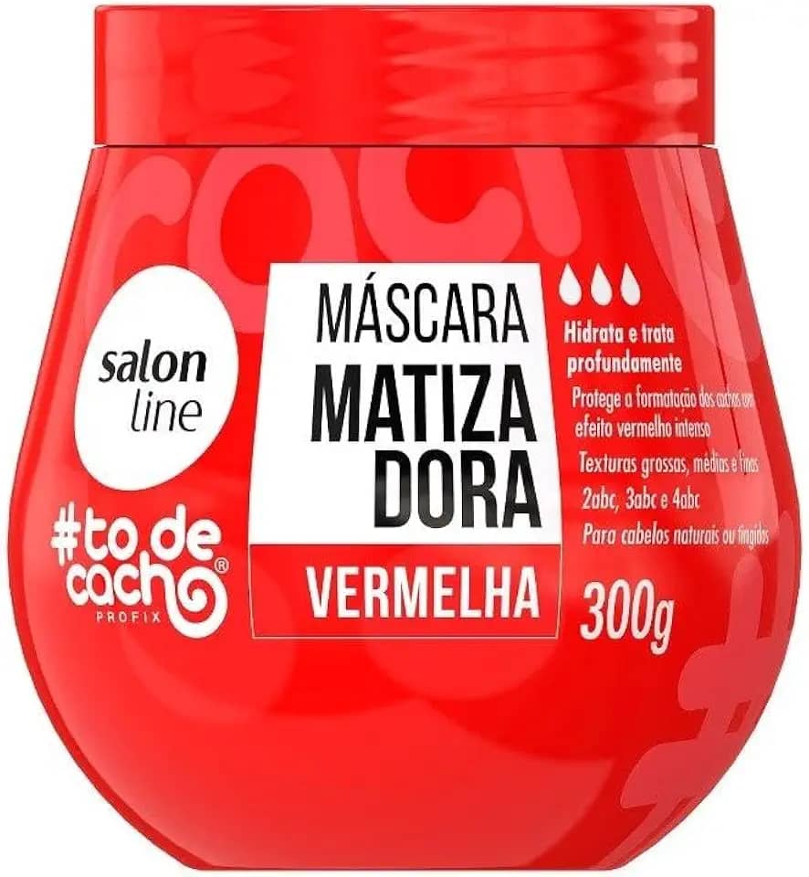 Salon Line, Máscara Matizadora Vermelha, #TodeCacho, Vegano - Para Cabelos Ondulados, Cacheados e Crespos, 300g