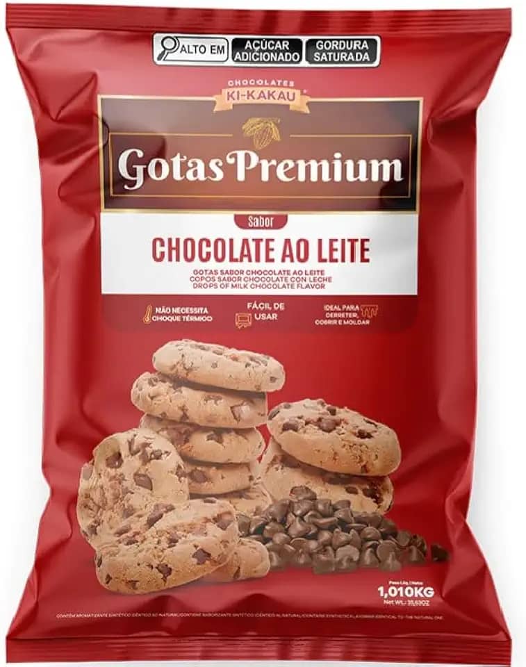 Chocolate em Gotas Premium Ao Leite 1,01kg – Kikakau – Gotas de Chocolate Profissional para Confeitaria, Recheios e Coberturas
