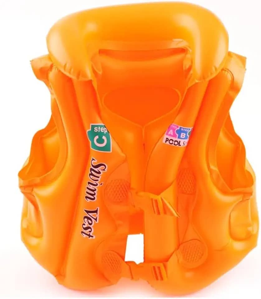 Bóia Colete Infantil Inflável – Alças Ajustáveis e Duplo Fecho – Para Crianças de 3 a 6 Anos (Até 22kg) – Bóia Infantil Colete – Cores Azul, Laranja e Amarelo