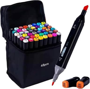 Canetas Coloridas Canetinhas Marcador TOUCH Kit Profissional Premium Desenho Conjunto 24,36,48,60,80,120 Cores Canetinha Colorida Ponta Dupla Permanente Colorir Escolar Artistico Duas Pontas (48)