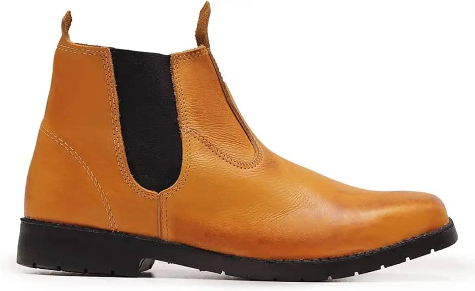 Botina Masculina Couro Legitimo Solado De Pneu Resistente Para Trabalho