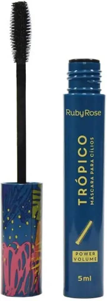 Ruby Rose Máscara de Cílios Power Volume HB501 - Rímel Preto Intenso, Efeito Cílios Postiços, Alto Volume e Definição