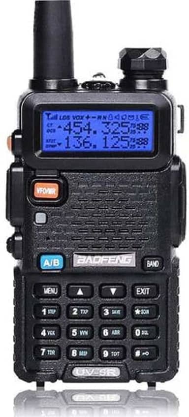 BAOFENG Uv-5R Rádio Bidirecional Banda Dupla 144-148/420-450Mhz Walkie Talkie 1800Mah Bateria de Íon-Lítio (Preta)