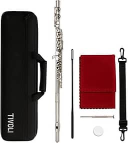 Flauta Transversal Profissional Tivoli - Prata Níquel em Dó com Estojo Luxo e Acessórios