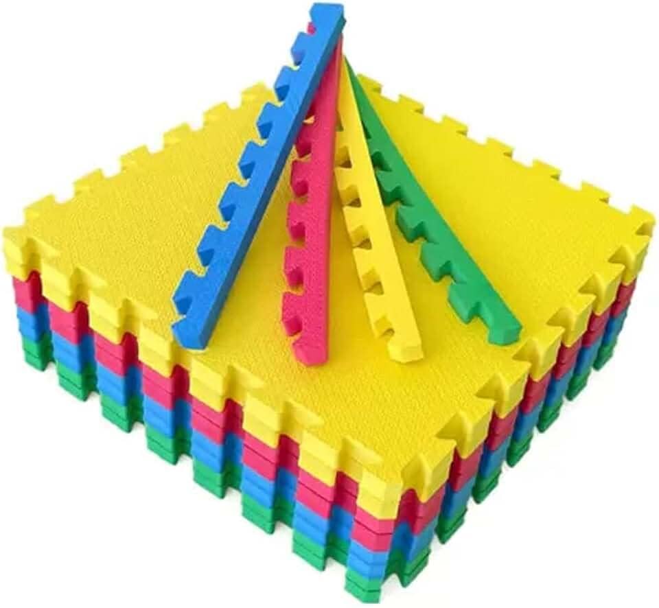 Kit 12 Tapetes Tatames Coloridos Eva 50 X 50 X 1cm 10mm C/ Borda