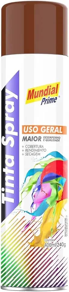 Tinta Spray Uso Geral 400ml, MUNDIAL PRIME, Marrom, AE01000073