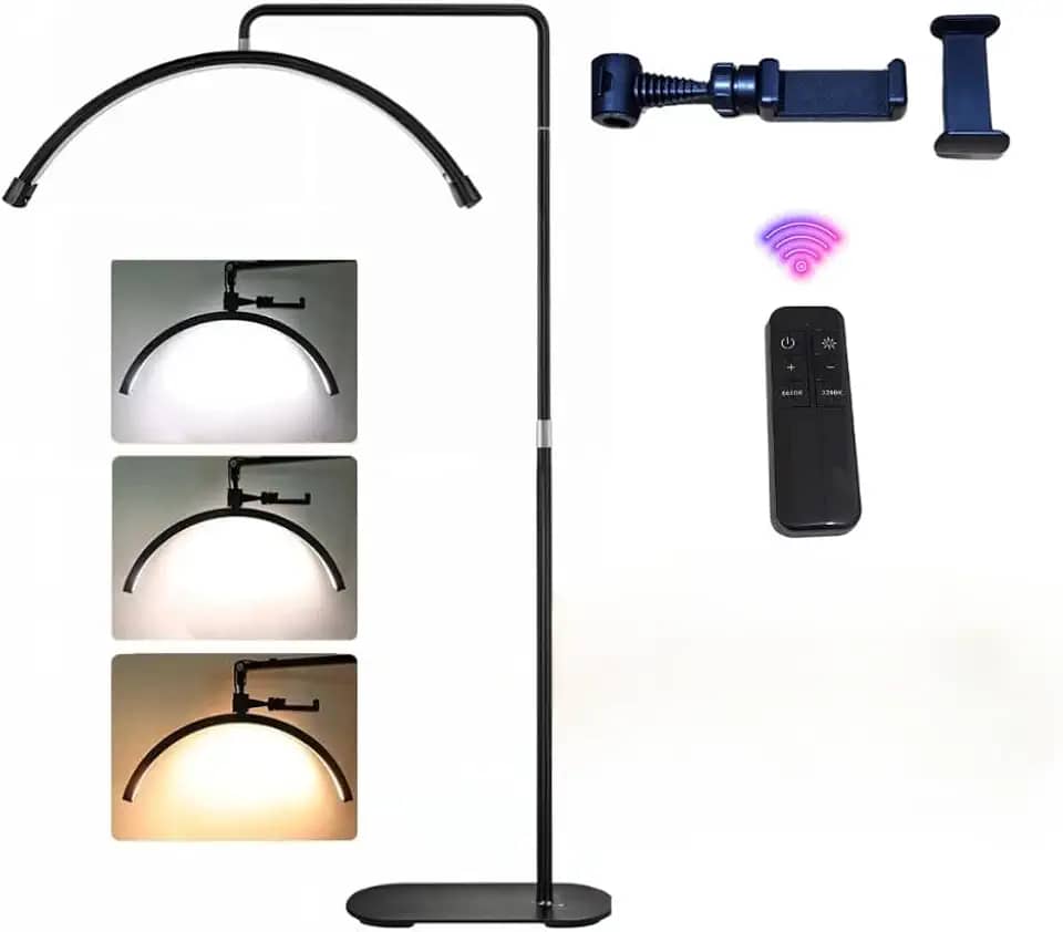 Luminária Led Ring Light Estetica 3 Tons Ajustavel Meia Lua luminária lua Limpeza De Pele Salão F16(Preto)