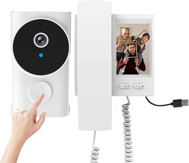 Campainha Inteligente com Câmera e Áudio, Vídeo Porteiro com Monofone, Vídeo Interfone IP44 à prova de água, tela IPS de 3,5 polegadas, áudio bidireccional, visão noturna, não é necessário WiFi